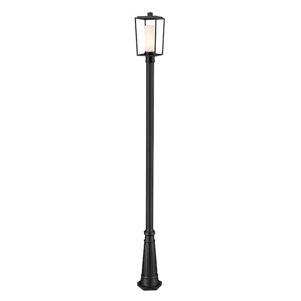 Sheridan 1-Light Black 111.5 in. Aluminum Hardwired Outdoor Weather Resistant Post Light Set with No Bulb Included
