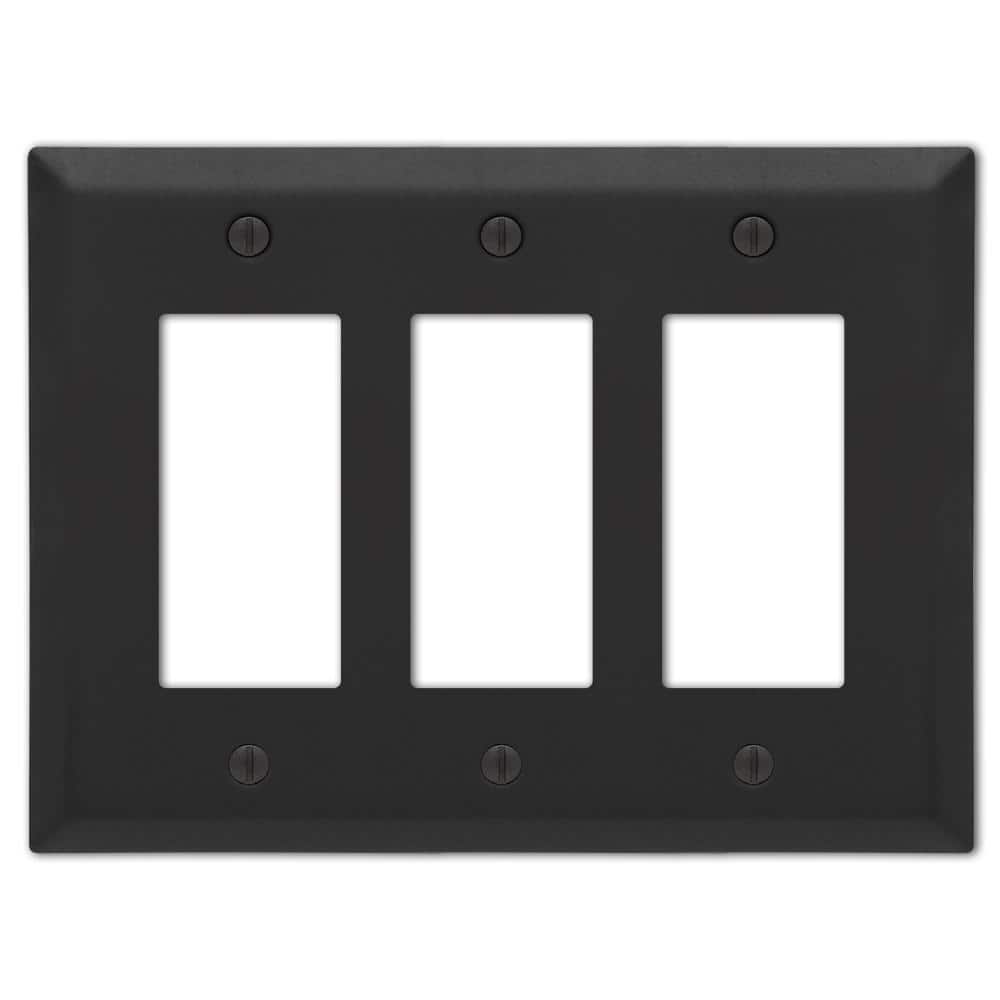 AMERELLE Metallic 3 Gang Rocker Steel Wall Plate - Matte Black 163RRRMB ...