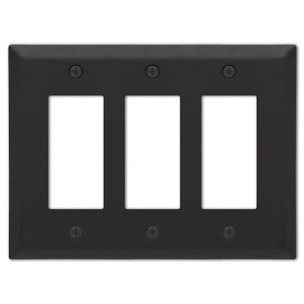 AMERELLE Metallic 3 Gang Rocker Steel Wall Plate - Matte Black
