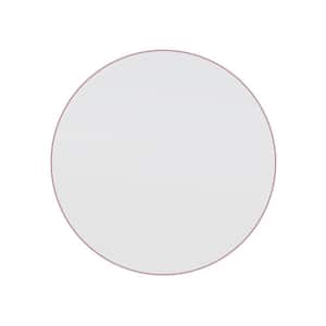 36 in. x 36 in. Round Stainless Steel Framed Wall Mirror in Pink