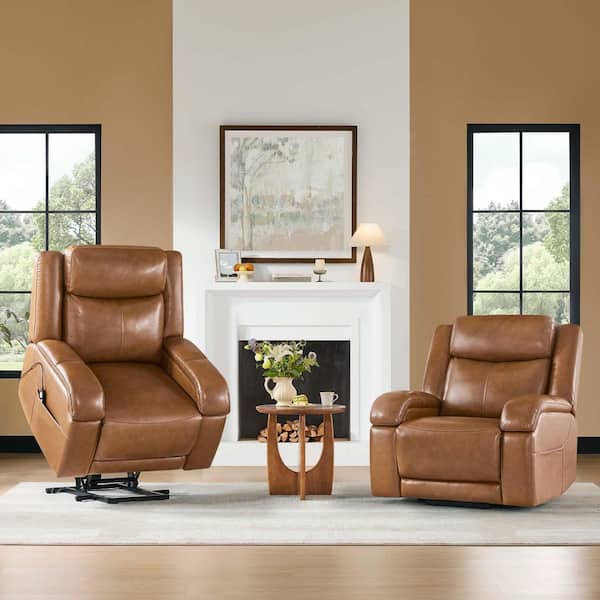 Spruce & Spring Vito Saddle Leather Dualmotor Powerlift Recliner w