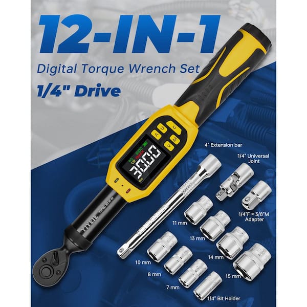 MYWISH 1/4 in. Drive Digital Torque Wrench Set (13.5-265 in.-lb