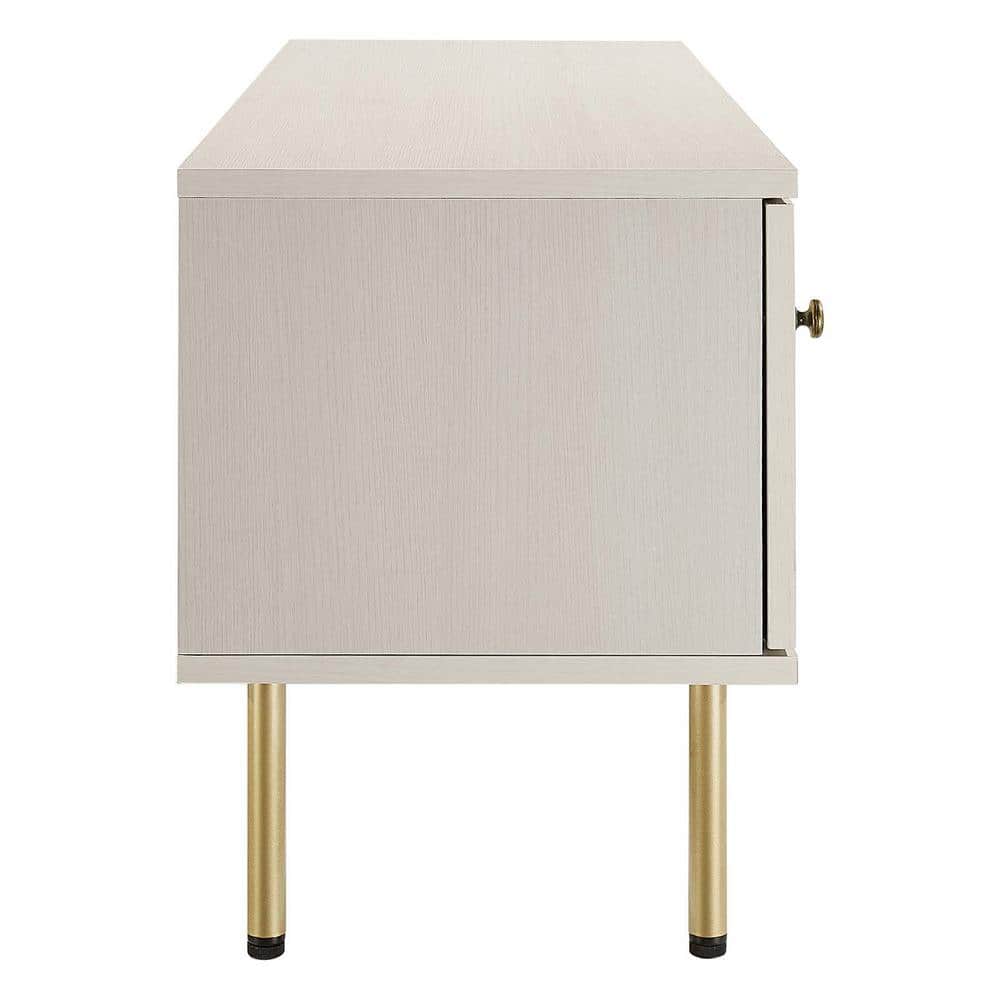 Cambria 47" White Particleboard TV Stand with Rattan Weave