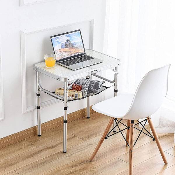 Misopily Adjustable Height 46.46 in. Silver Rectangular Aluminum