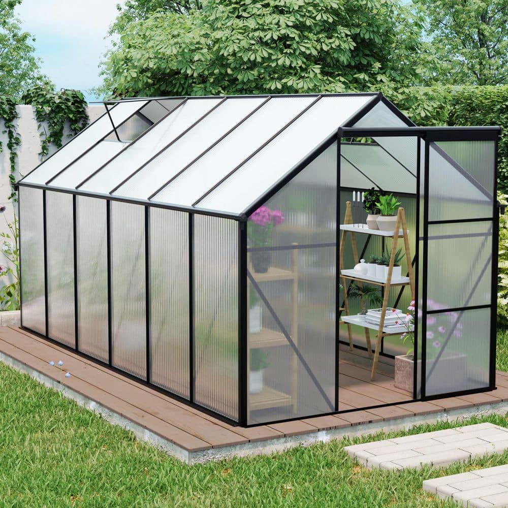 6 ft x12 ft Outdoor Polycarbonate Heavy Duty Walk-In Greenhouse with Elevat