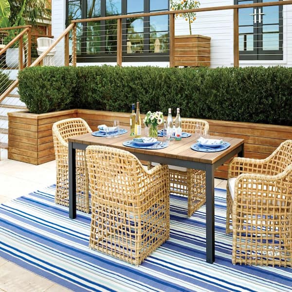 Skyler Stripe Handwoven Blue 3 ft. x 8 ft. Outdoor Runner Rug