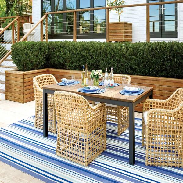 Skyler Stripe Handwoven Blue 3 ft. x 5 ft. Outdoor Area Rug