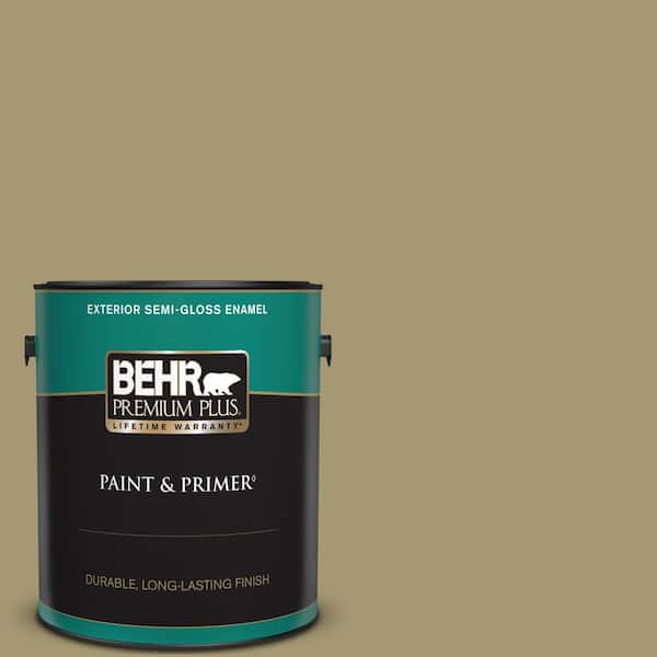 BEHR PREMIUM PLUS 1 gal. #S330-5 Dried Chive Semi-Gloss Enamel Exterior Paint & Primer