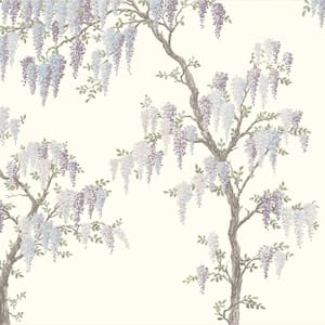 118 in. x 110 in. Wisteria Garden Floral Unpasted Removable Mural