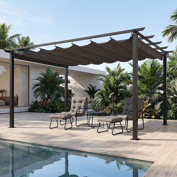 CikaCika 10 ft. x 13 ft. Grey Aluminum Outdoor Pergola with Grey