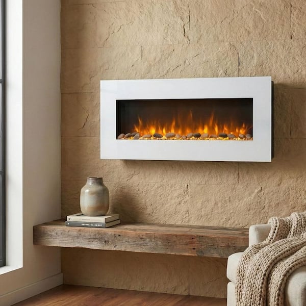 astound napoleon modern white electric wall mount fireplace