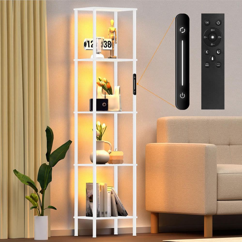 66 in. White Dimmable 4-Light LED Bookshelf Column with Remote, for Living Room & Bedroom price history on PriceWatchPro