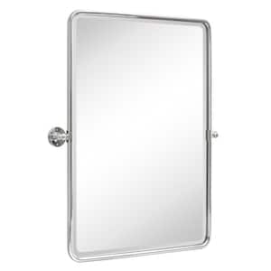 Woodvale 23 in. W x 35 in. H Large Rectangular Metal Framed Wall Mounted Bathroom Vanity Mirror in Chrome