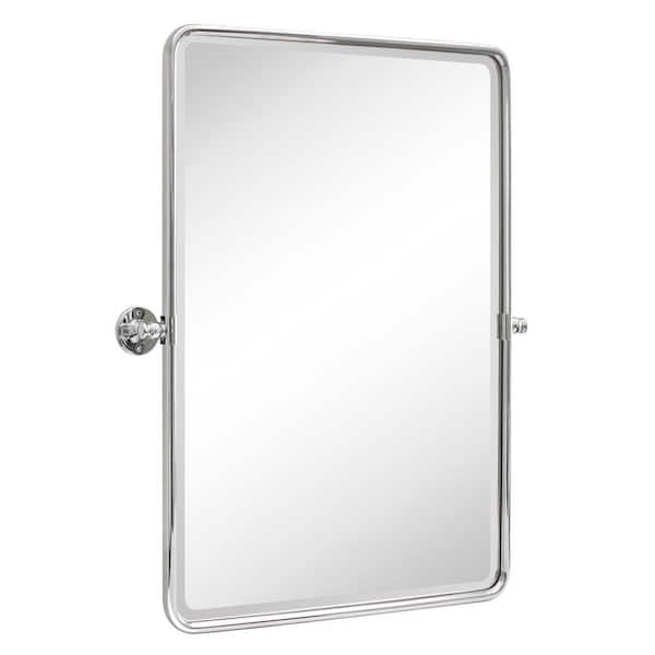 TEHOME Woodvale 23 in. W x 35 in. H Large Rectangular Metal Framed Wall Mounted Bathroom Vanity Mirror in Chrome