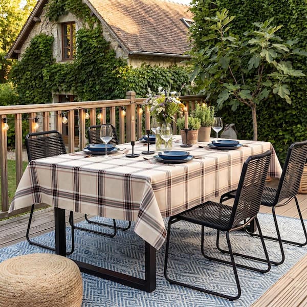52'' X 70'' Checkered Tablecloth Vinyl Tablecloths with Flannel Backing Wipeable Spillproof Plastic Table Cover