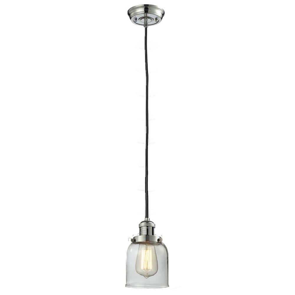 Polished Nickel Glass Mini Pendant Light, 130" Cord