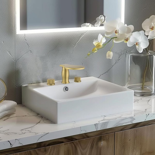 8 in. Widespread Double Handle Bathroom Faucet in Gold