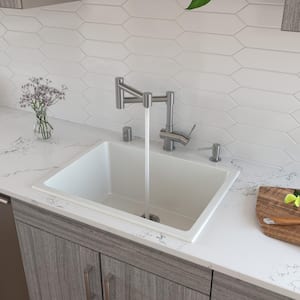 Fireclay 24 in. Single Bowl Undermount Kitchen Sink in White