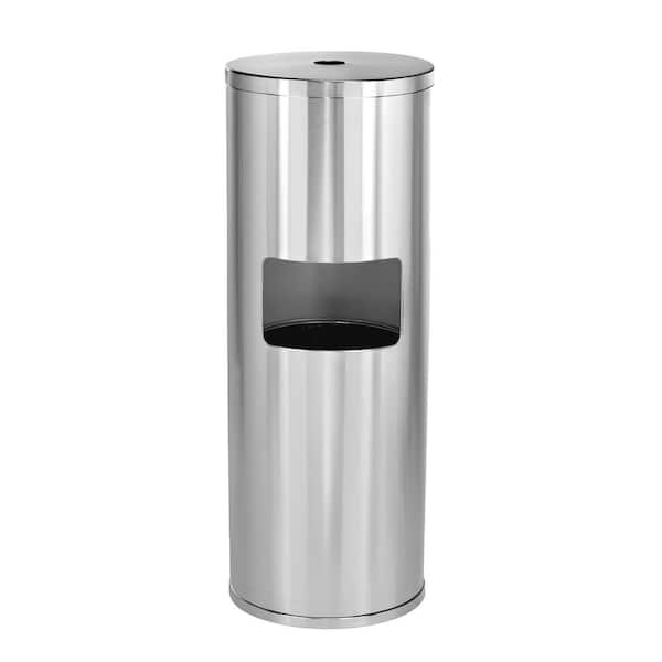 7 Gal. Stainless Steel Built-in Gym Vented Commercial Indoor Trash Can with Disinfecting Wet Wipes Dispenser