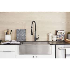 Strive Undermount Farmhouse Apron Front Stainless Steel 30 in. Single Bowl Kitchen Sink Kit with Basin Rack