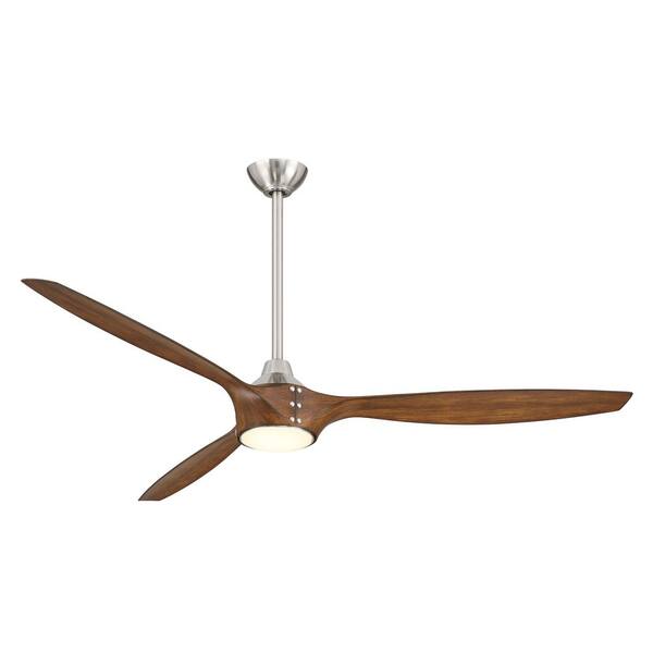 Pierce-65 65 in. Smart Indoor Brushed Nickel Low Profile Ceiling Fan with Integrated LED, Remote Control Included