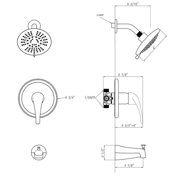 6-7/8 in. 1-Spray Wall Mount Showerhead Shower Set in Brushed Nickel 6-7/8 in. 1-Spray Wall Mount Showerhead Shower Set in Brushed Nickel