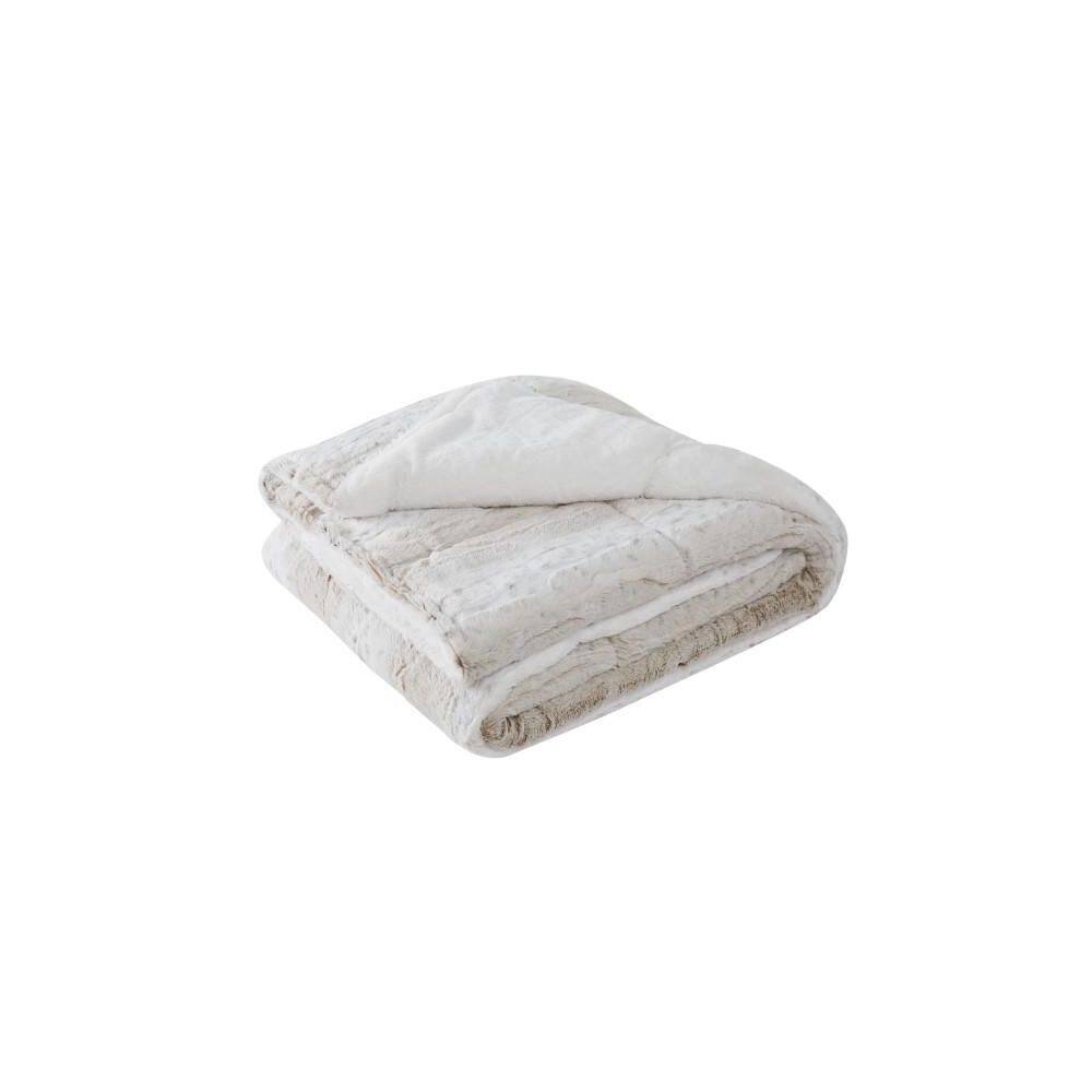 Oversized Snow Leopard Faux Fur Reversible Throw Blanket