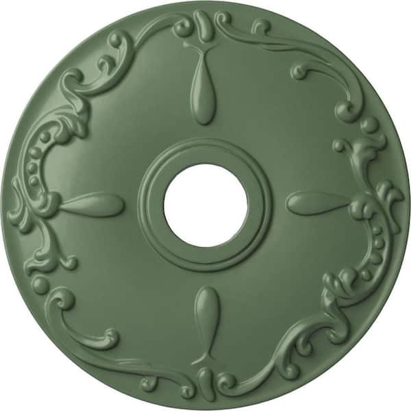 Ekena Millwork 18" x 3-1/2" ID x 1-1/4" Kent Urethane Ceiling (Fits Canopies upto 5"), Hand-Painted Athenian Green