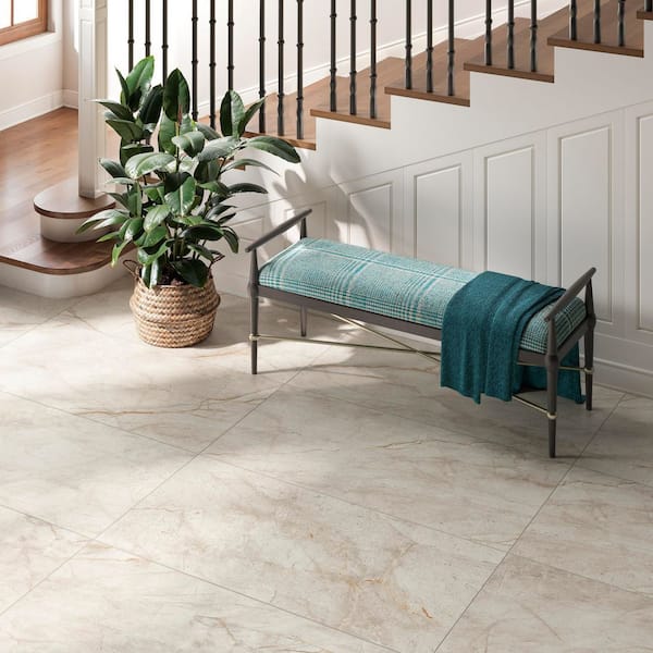 Corso Italia Impero White Everest Silk 24 in. x 48 in. Marble Look