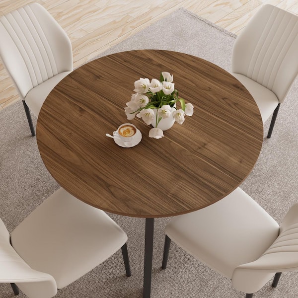 GOJANE 5-Piece 34.6 in. Modern Round MDF Top Dining Table with 4