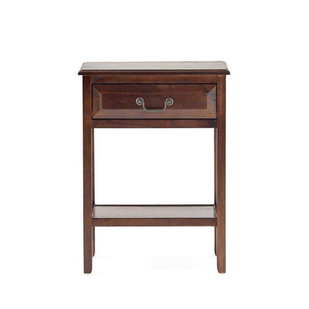 Brown Mahogany Rectangular Wood End Table with Storage