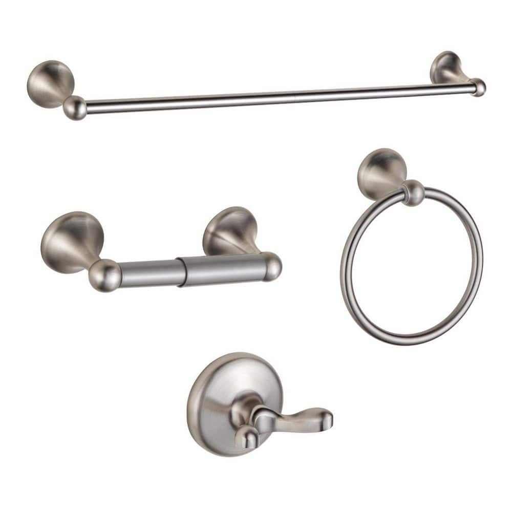 4-Piece Bathroom Hardware Set with Adjustable Expandable Towel Bar Wall Mounted Fittings in Brushed Nickel for Bathroom price history on PriceWatchPro