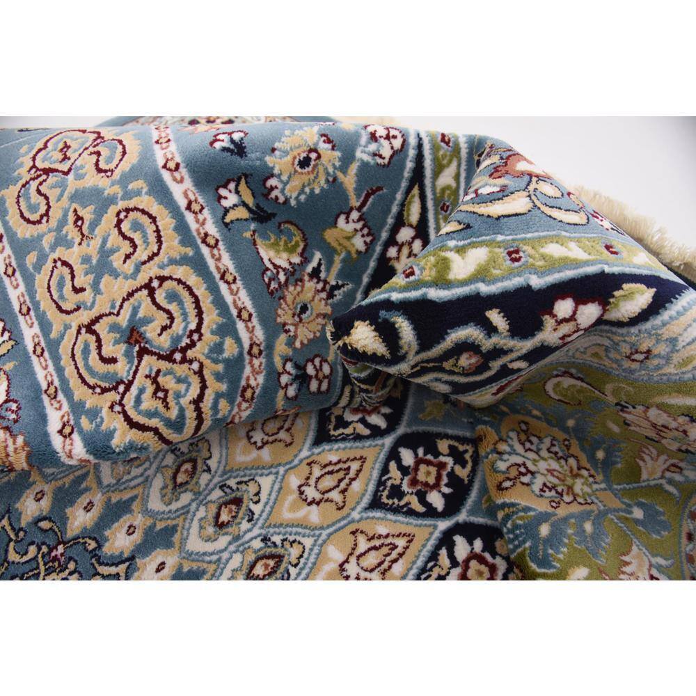Blue Floral 8' x 10' Stain-Resistant Easy Care Rug