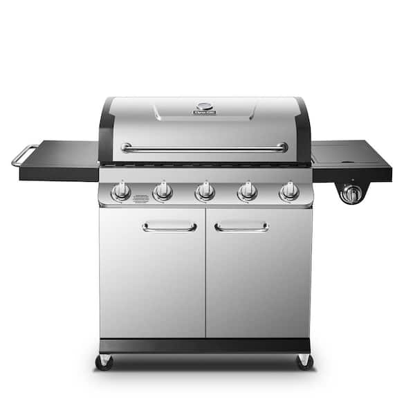 Dyna-Glo Premier 5-Burner Propane Gas Grill in Stainless Steel with Side Burner