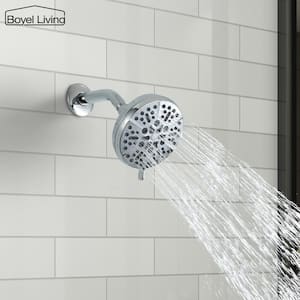 5-Spray Patterns 5 in. Wall Mount Fixed Shower Head with 2.5 GPM and Stainless Steel Shower Arm in Chrome