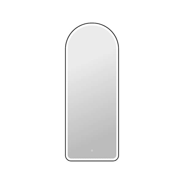 28 in. W x 72 in. H Arch Framed LED Wall Mirror in Black