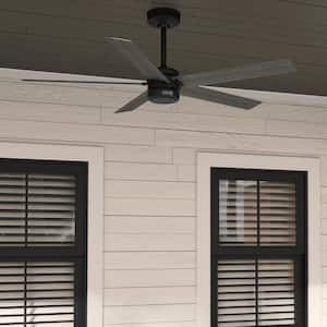 Burton 52 in. Indoor/Outdoor Matte Black Ceiling Fan with Wall Control Included For Patios or Bedrooms