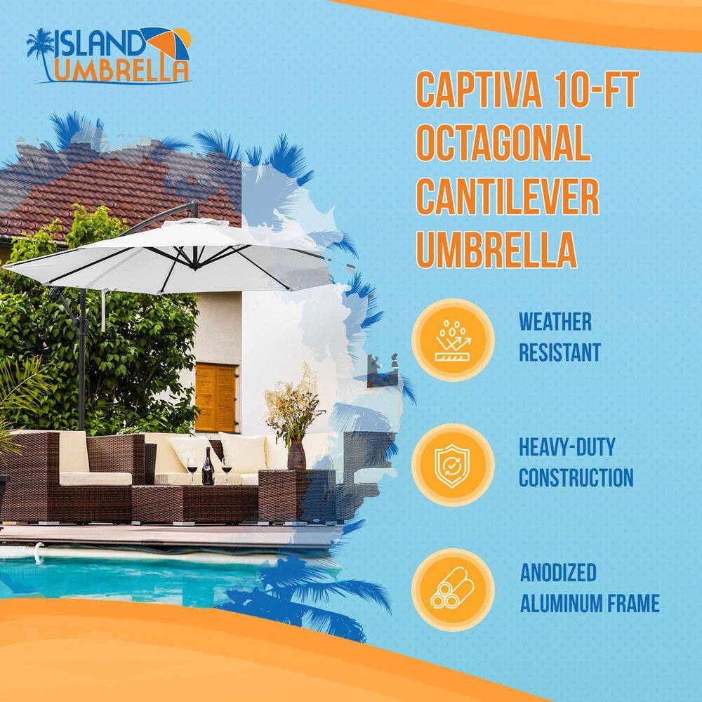 Champagne 10-ft Cantilever Umbrella with Breez-Tex Canopy