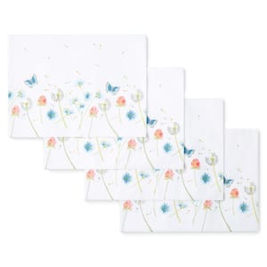 Breezy Floral 13 in. x 18 in. White/Blue/Pink Placemat Set (4-Pack)