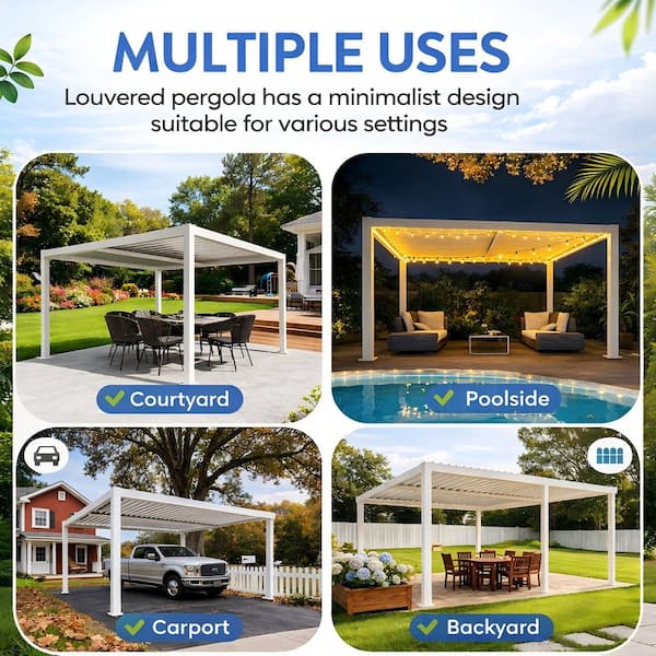 KOZYARD Elizabeth 16 ft. x 12 ft. Outdoor Grayish White Louvered