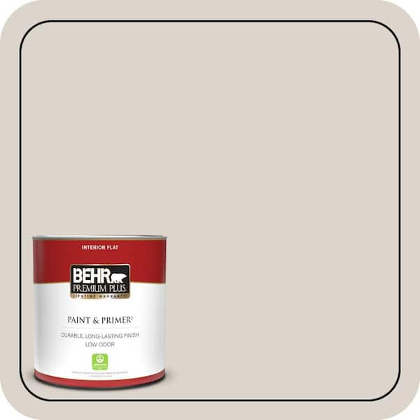 BEHR PREMIUM PLUS 1 qt. #ECC-18-2 Pebbled Shore Flat Low Odor Interior Paint & Primer