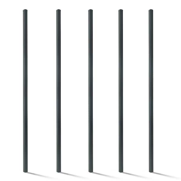 Fencer Wire 2 in. x 2 in. x 8 ft. Steel Flat Top Blank Metal Fence Post with Post Cap (5 pack)