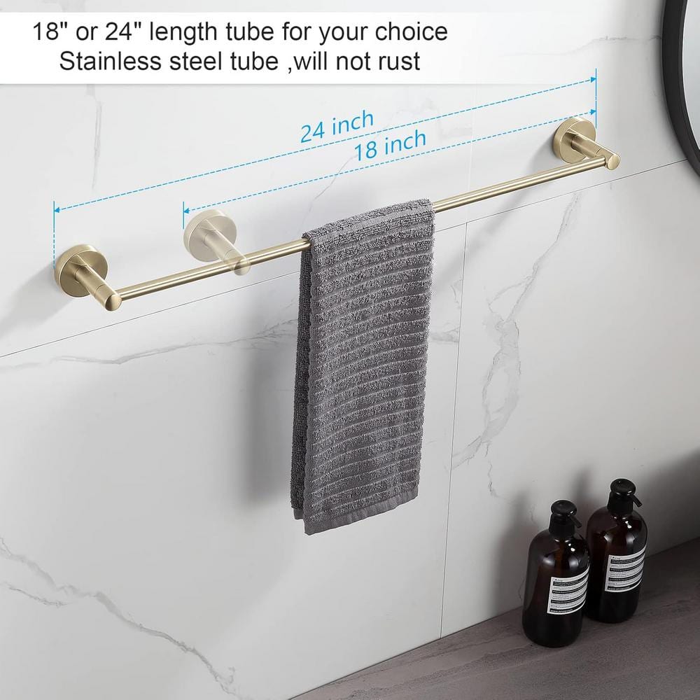 Brushed Gold 24" Wrought Iron 4-Piece Bathroom Hardware Set