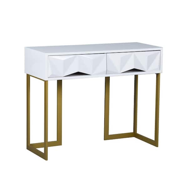 Unbranded Freestanding Small Bathroom Vanity Organizer Desk with Drawers in White