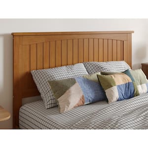 Nantucket Light Toffee Natural Bronze Full Solid Wood Panel Headboard with Attachable Charger