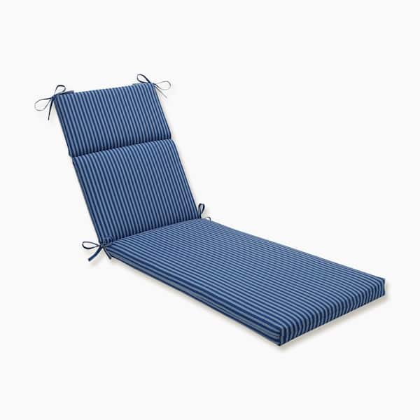 Pillow Perfect Striped 21 x 28.5 Outdoor Chaise Lounge Cushion in Blue/White Resprt Stripe