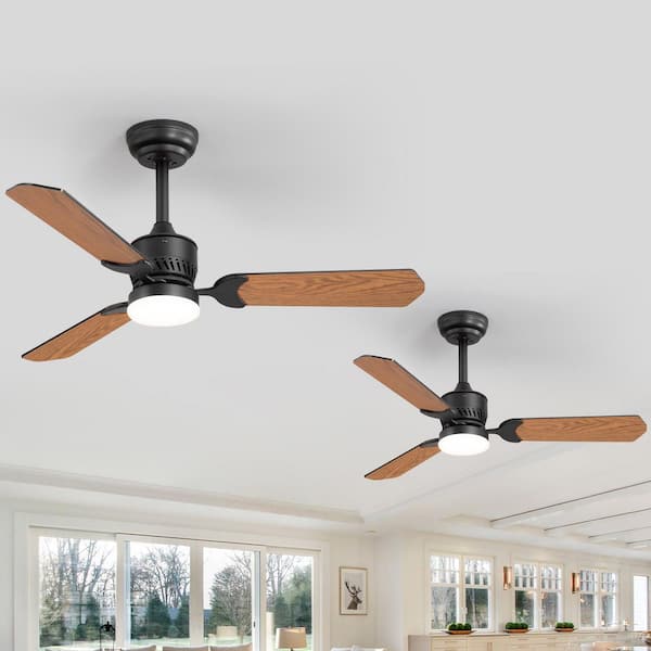 Valentine 42 in. Indoor Integrated LED Black Ceiling Fan with Light, Propeller Blades and Remote Included in 2-Pack