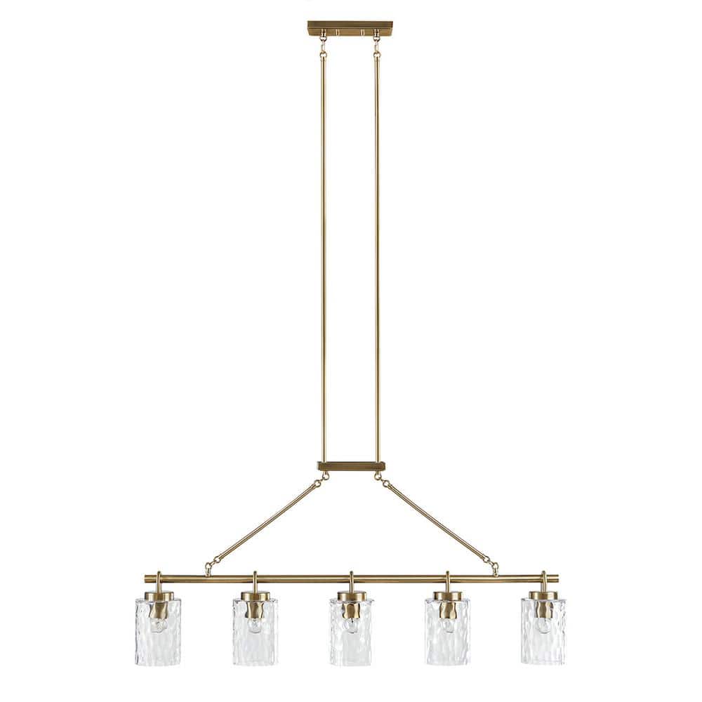 INK+IVY Curiana 5-Light Antique Brass Linear Chandelier FB150-1191