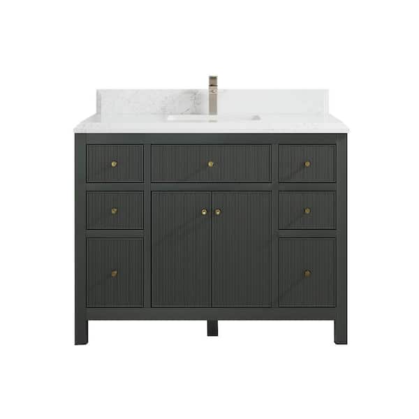 Willow Collections Sonoma 48 in. W x 22 in. D x 36 in. H Bath Vanity in Dark Green with Cove Edge Empira Quartz Vanity Top