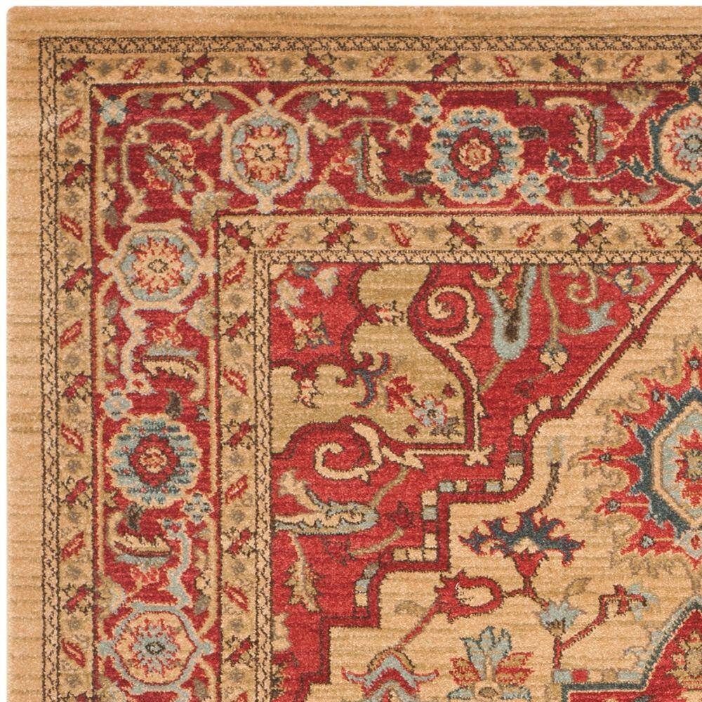 Mahal Red and Natural Rectangular Synthetic Area Rug